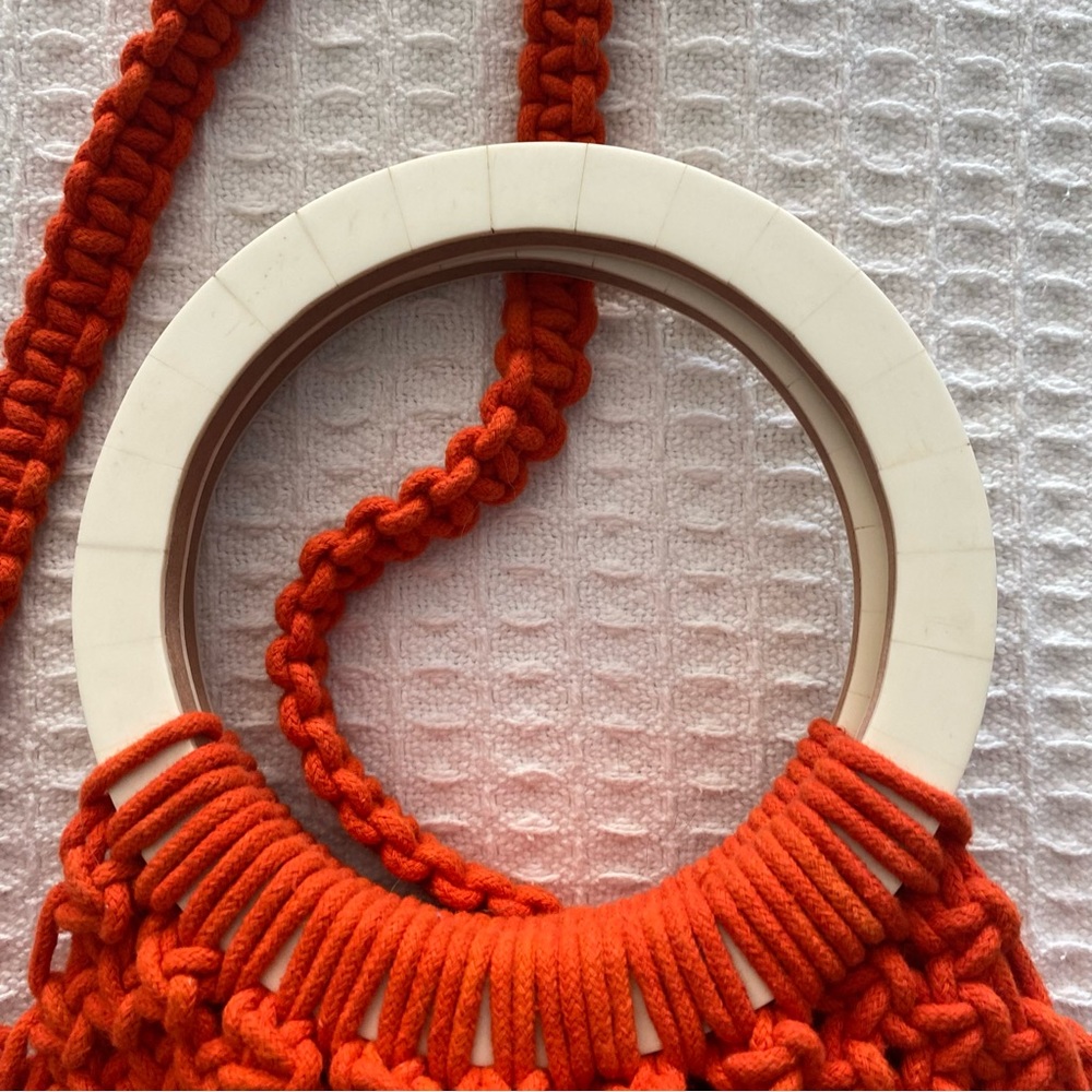 Cleobella macrame orange Monaco woven bag - Picture 2 of 9